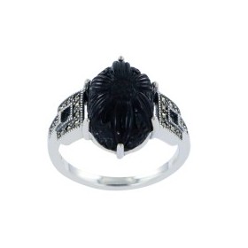 Bague Art déco en argent et Onyx